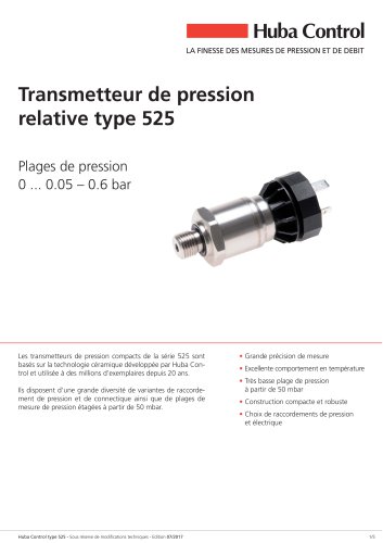 Capteur de pression 525 0 ... 0.05 – 0.6 bar