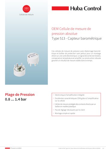 Cellule de mesure de pression OEM 513 - Capteur barométrique 0.8 ... 1.4 bar