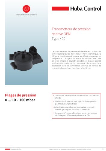 OEM Capteur de pression 400 0 ... 10 - 100 mbar