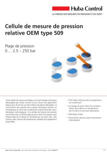 OEM Cellule de mesure de pression 509 0 ... 2.5 - 250 bar