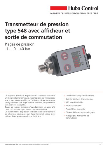 Transmetteur de pression type 548 avec afficheur et sortie de commutation