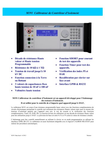 Calibrateur pour appareils de mesure d´isolation M191