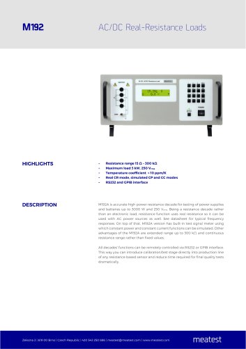 M192 Programmable AC/DC Resistance Loads