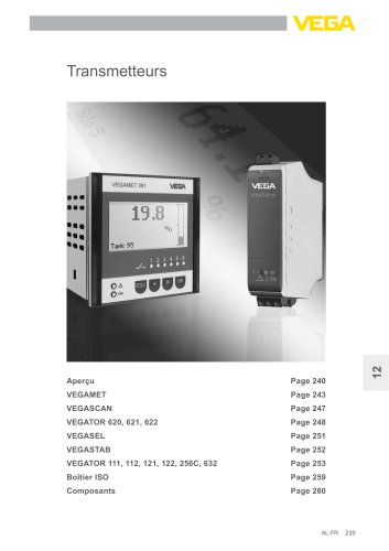 Catalogue produits: Transmetteurs et composants de communication VEGAMET, VEGASEL, VEGATOR  (Traitement des signaux)