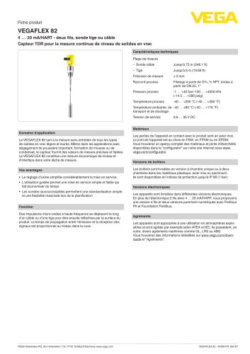 Fiche produit VEGAFLEX 82