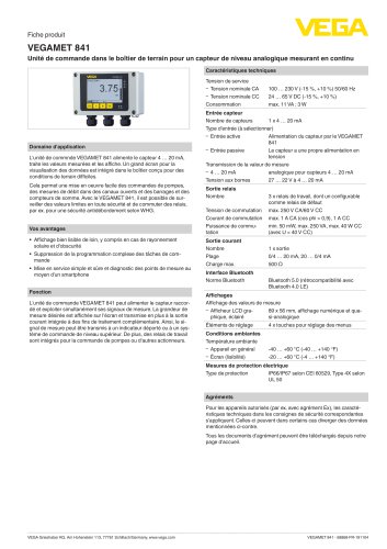 Fiche produit VEGAMET 841