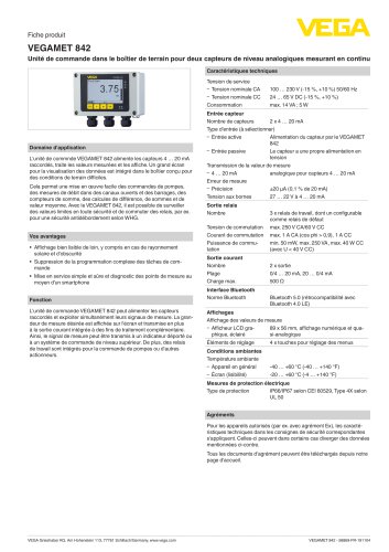 Fiche produit VEGAMET 842