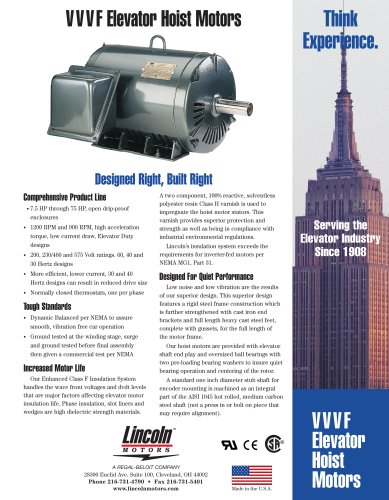 VVVF Elevator Hoist Motors