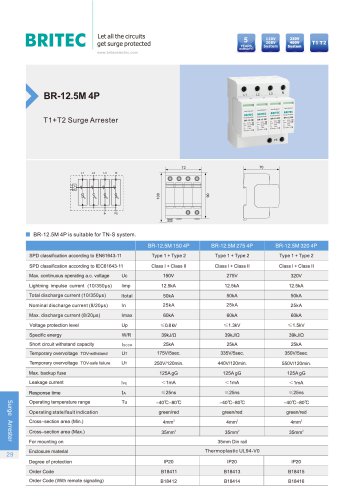 Britec T1+T2 surge Arrester BR-12.5M 4P