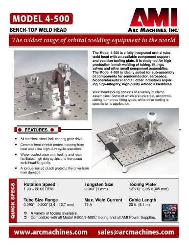 Model 4-500 BENCH-TOP WELD HEAD