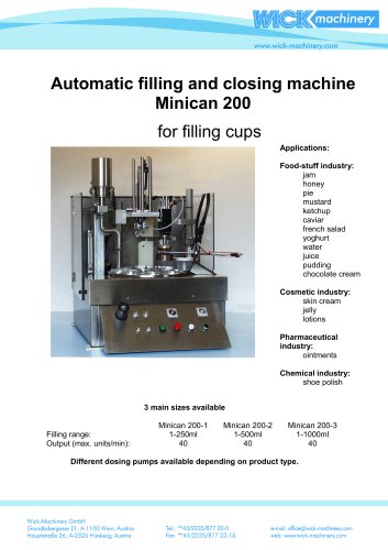 Automatic filling and closing machine Minican 200