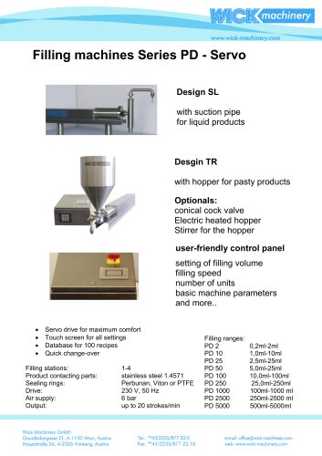 Filling machines Series PD - Servo