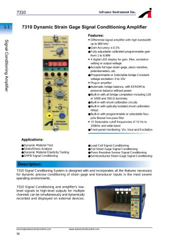 7310 Dynamic Strain Gage Signal Conditioning Ampli er