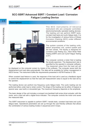 SCC-SSRT Advanced SSRT_Constant Load_Corrosion Fatigue Loading Device