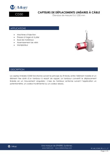 CD50 CAPTEURS DE DÉPLACEMENTS LINÉAIRES À CÂBLE