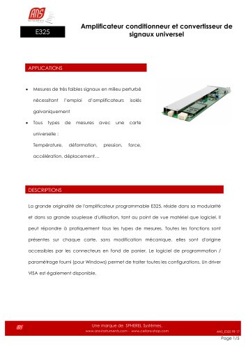 E325 AMPLIFICATEUR CONDITIONNEUR ET CONVERTISSEUR DE SIGNAUX UNIVERSEL