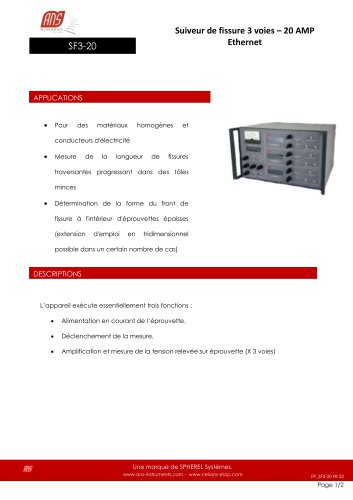 SF3-20 SUIVEUR DE FISSURE (NOUVELLE GENERATION) avec prise ethernet