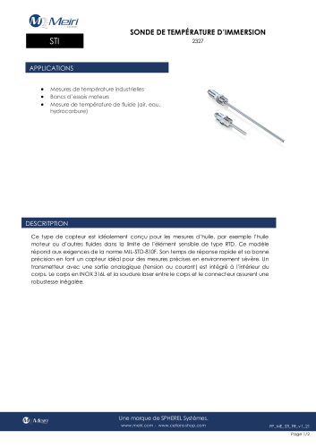 STI SONDE DE TEMPERATURE D'IMMERSION